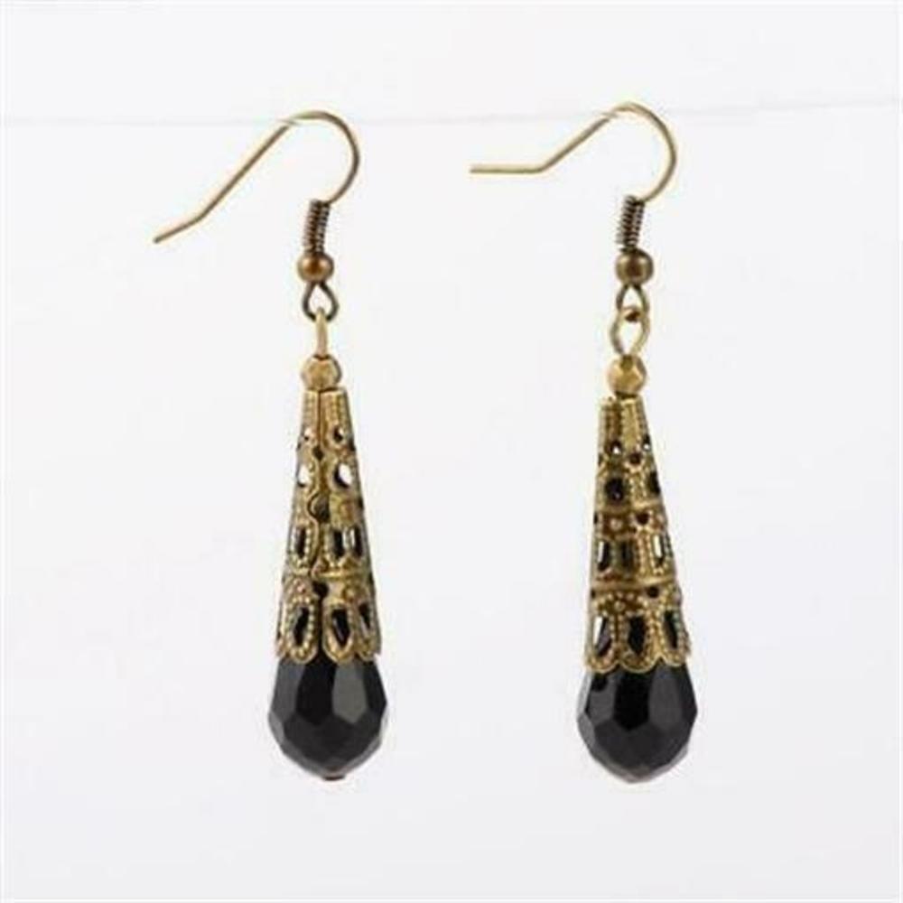 Handcrafted Victorian Style Black Antiqued Brass Filigree Earrings